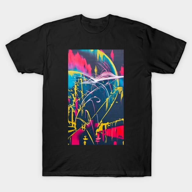 Vibrant Fusion: Abstract Graffiti Splash T-Shirt by Paper Punch